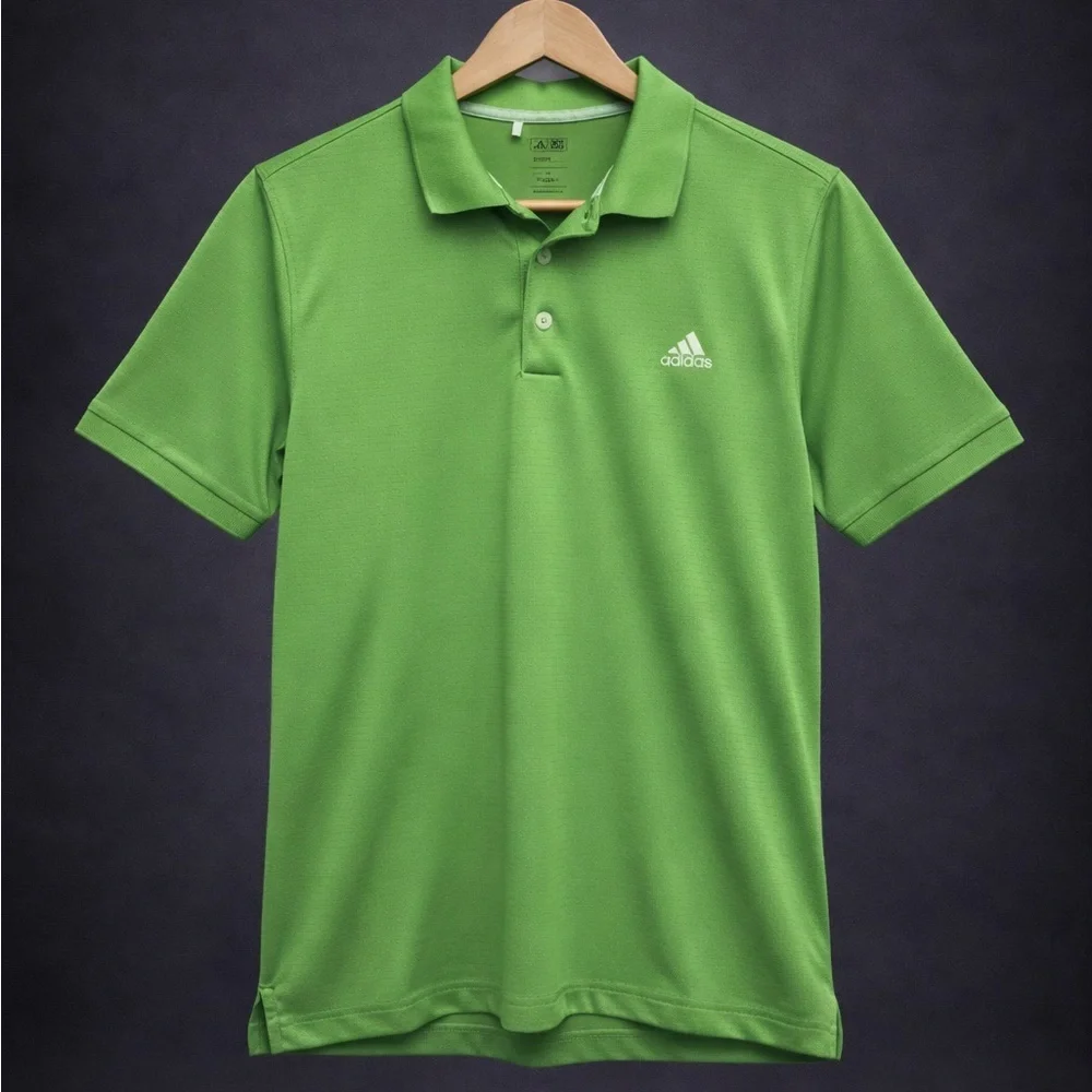 Adidas Golf Polo Mens Medium Green Climalite Performance Athletic Shirt